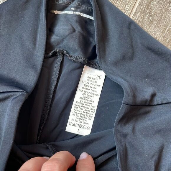 Lanston Sport Peloton Vincent Leggings Size Large Black Pocket High Waist Shiny - Picture 3 of 6